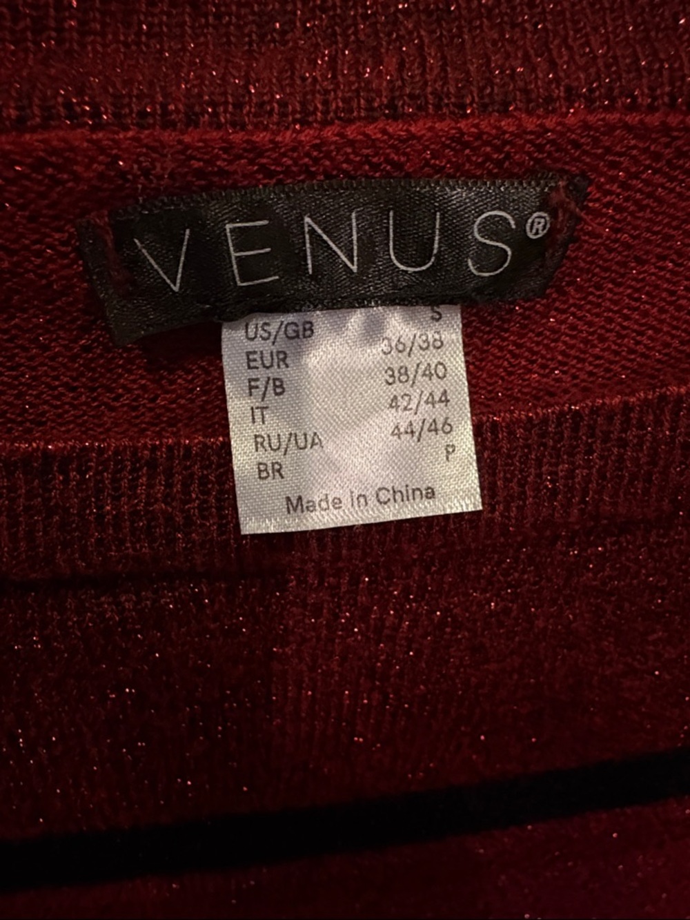 VENUS Sparkle Ribbed Knit Top in Deep Red - Picture 3 of 4
